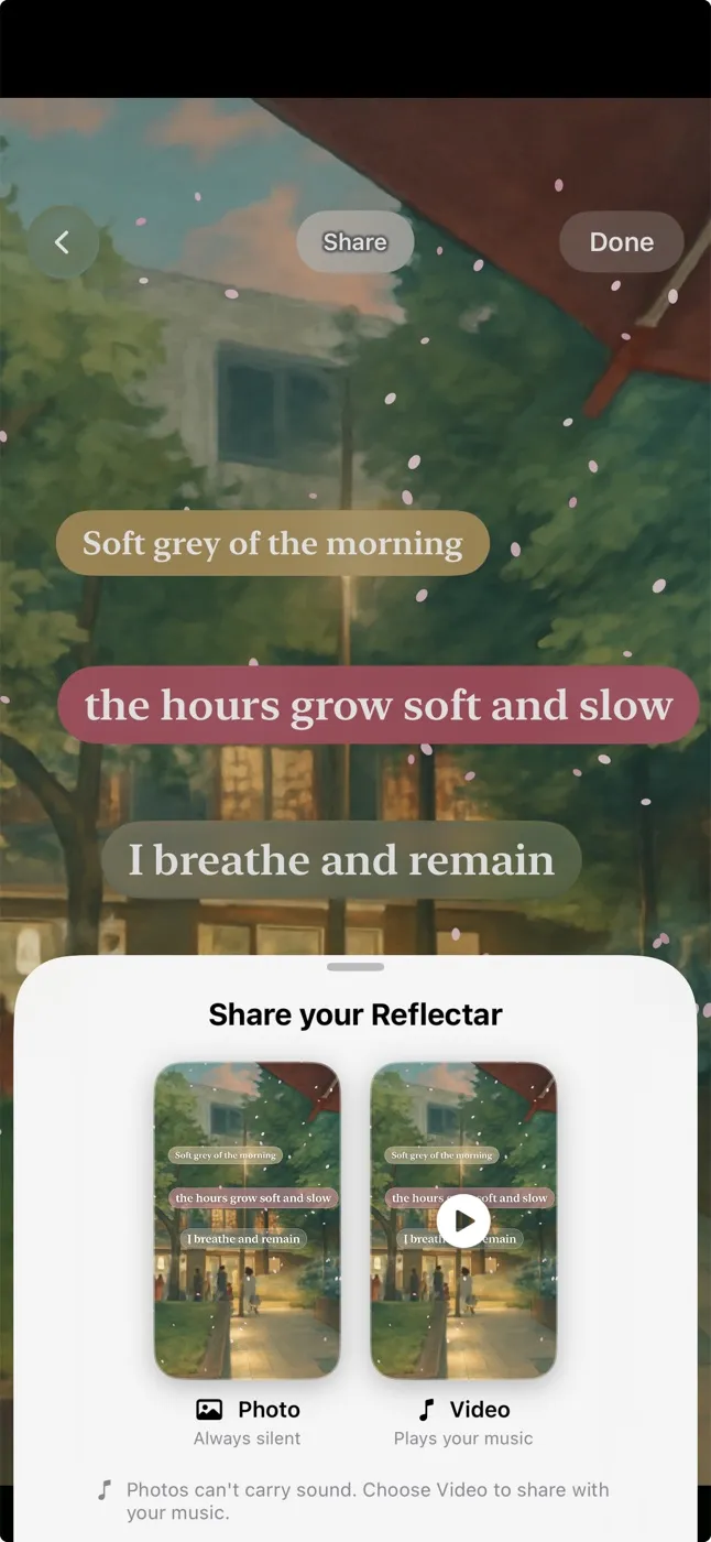 Sharing a finished Reflectar